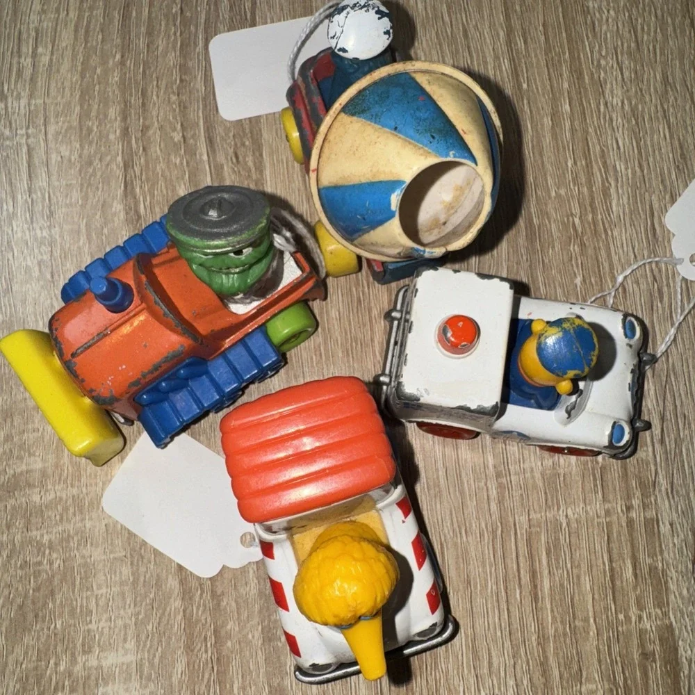 VTG Sesame Street Toy Lot 4 Oscar Grouch Cookie Monster Big Bird Ernie Playskool